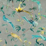 Tkanina Romo 01 Pluma Velvet ze wzorem Ptaszki