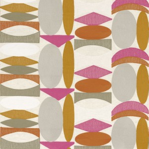 Tkanina Casamance 41290336 Leika ze wzorem Zaokrąglone Kształty