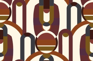 Tkanina Casamance 10550378 Café Society ze wzorem Art Deco