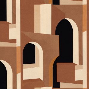 Tkanina Casamance Prodige 46140330 Abysse ze wzorem Drzwi