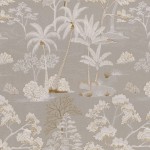 Tkanina Casamance Flores 43770335 Larimar ze wzorem Tropikalna Roślinność