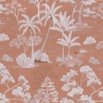 Tkanina Casamance Flores 43770442 Larimar ze wzorem Tropikalna Roślinność