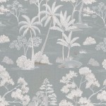 Tkanina Casamance Flores 43770549 Larimar ze wzorem Tropikalna Roślinność