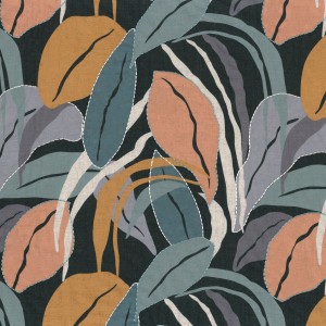 Tkanina Casamance 39070401 Villa D'été ze wzorem Kolorowa Roślinność