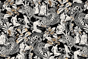 Tkanina Aldeco 02 Demoiselles In/Outdoor Fr ze wzorem Egzotyczna Flora