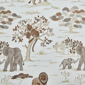 Tkanina Zimmer + Rohde 983 Safara Embroidery ze wzorem Safari